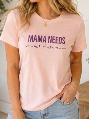 Pink Graphic Tee with Purple Text